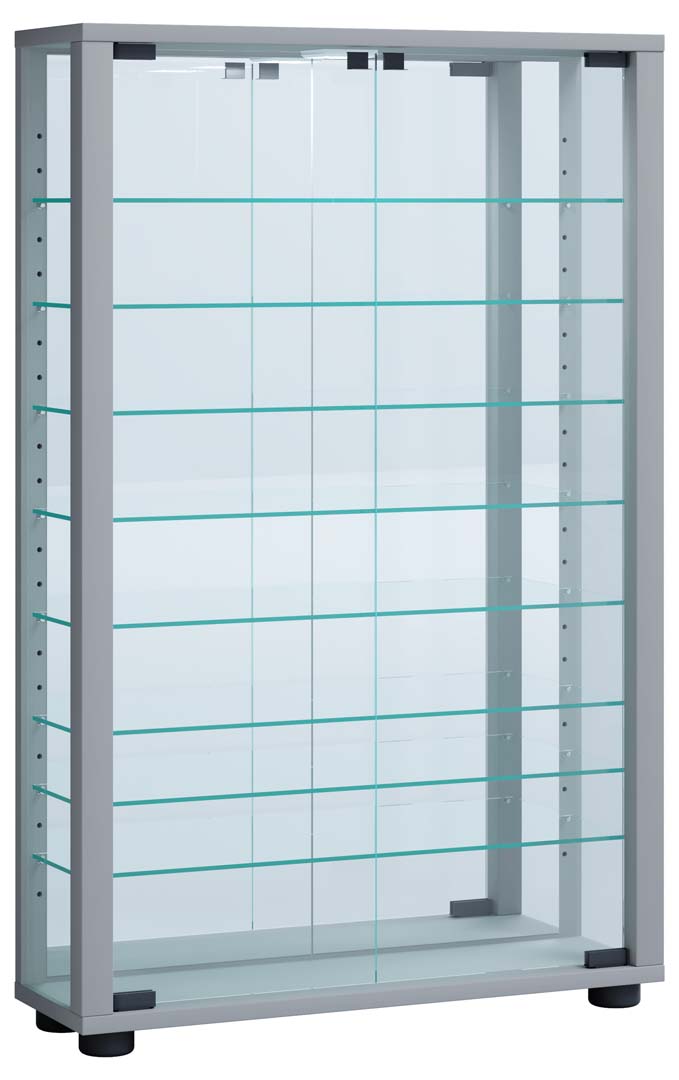 Vcm Silber Vitrine + Buffetschrank, Wandvitrine Sammelvitrine Glasvitrine Wand Vitrine Regal Schrank Glas Hängevitrine Vitrosa Maxi (59 X 18 X 115 Cm) - Image 4