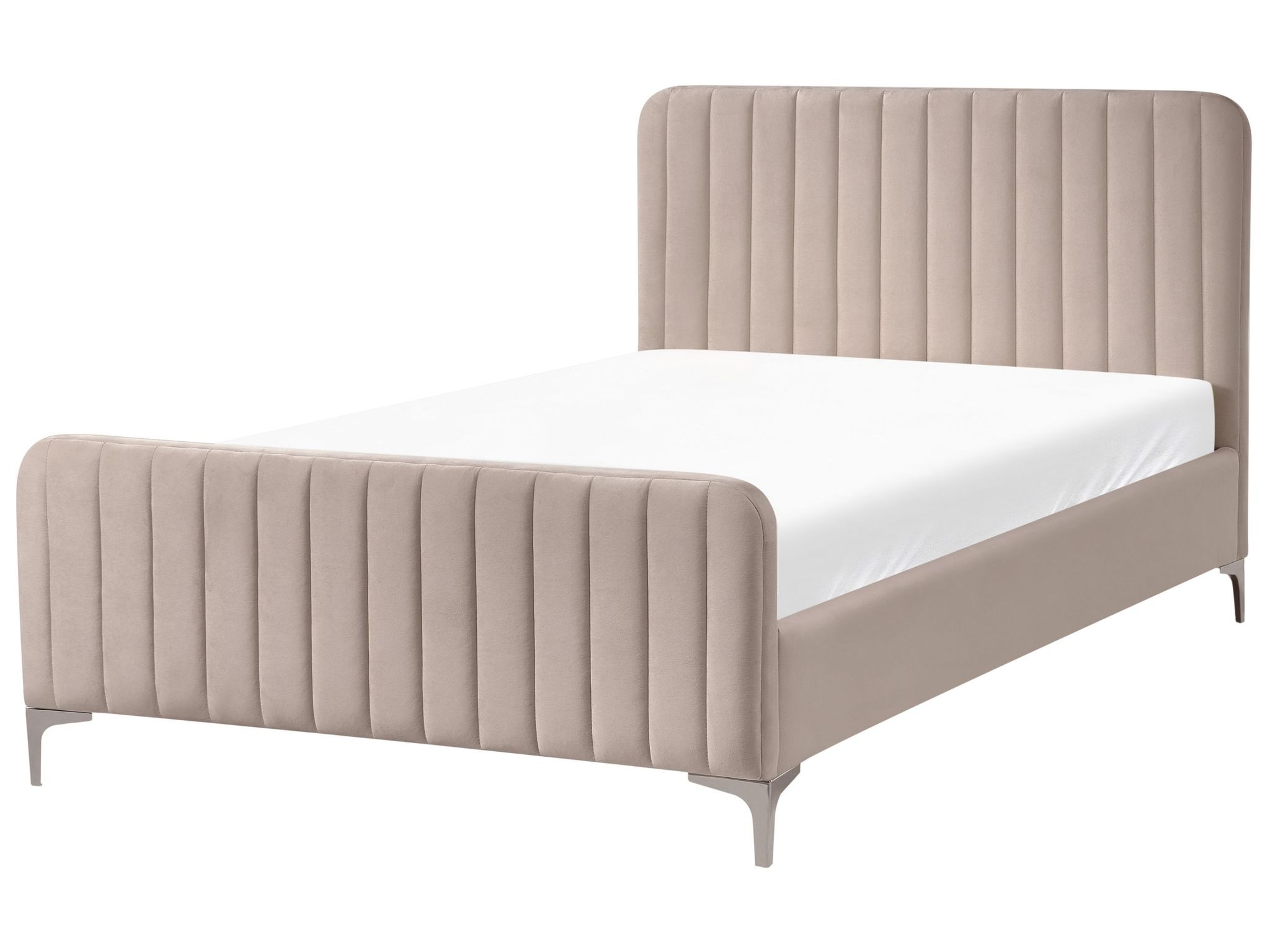 Beliani Bed Frame Taupe Velvet Eu Small Double Size 4ft Tufted Headboard Metal Legs Modern Design Lunan