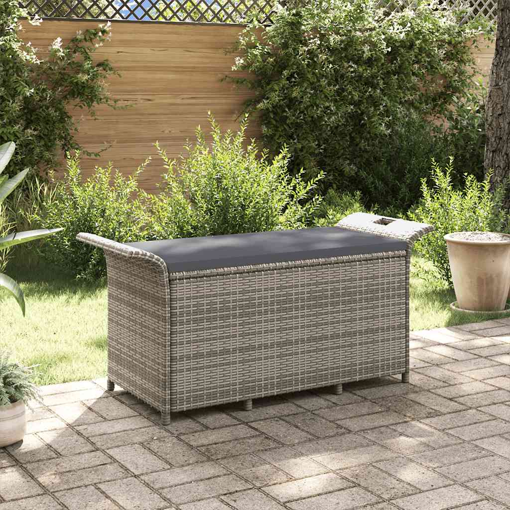 Vidaxl - Banc De Jardin Avec Coussin Gris 116x46x57 Cm Résine Tressée