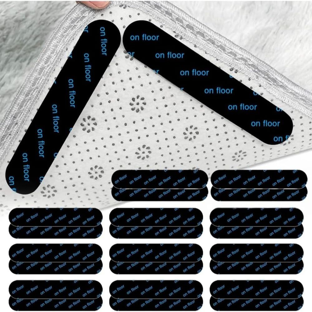 Autocollant antidérapant double face pour tapis, parquet et carrelage, lavable et réutilisable, lot de 24