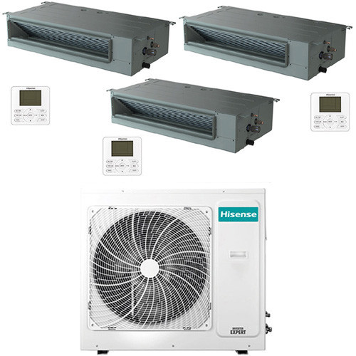 Climatizzatore Condizionatore Hisense Canalizzabile R32 Trial Split Inverter 9000 + 12000 + 18000 Btu Con U.e. 4amw81u4rjc Classe A++/a+