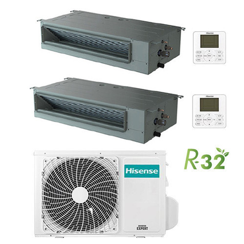 Climatizzatore Condizionatore Hisense Canalizzabile R32 Dual Split Inverter 9000 + 9000 Btu Con U.e. 2amw35u4rgc Classe A++/a+