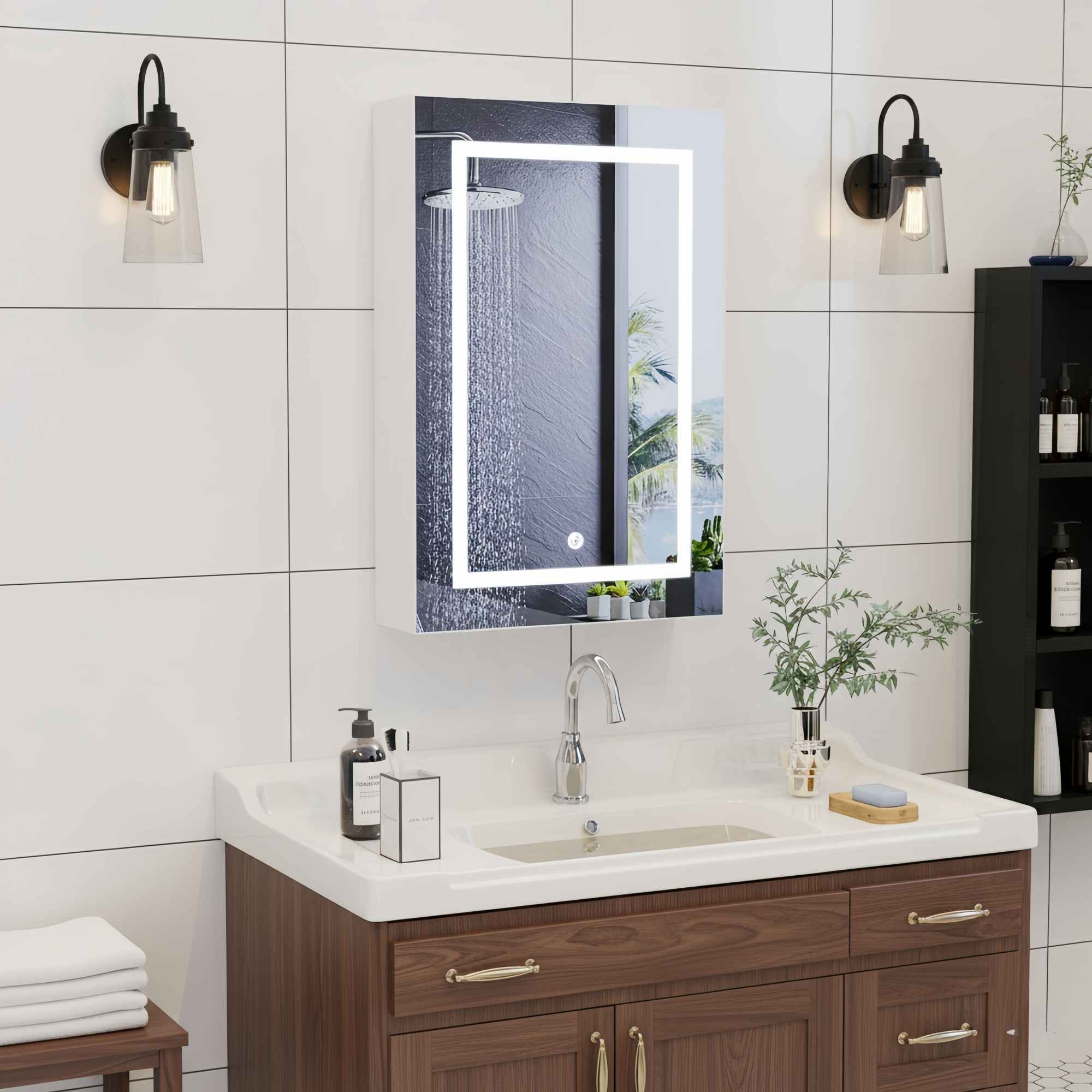 Tanant – Armoire Murale De Salle De Bain 50 X 70 Cm – Éclairage Led
