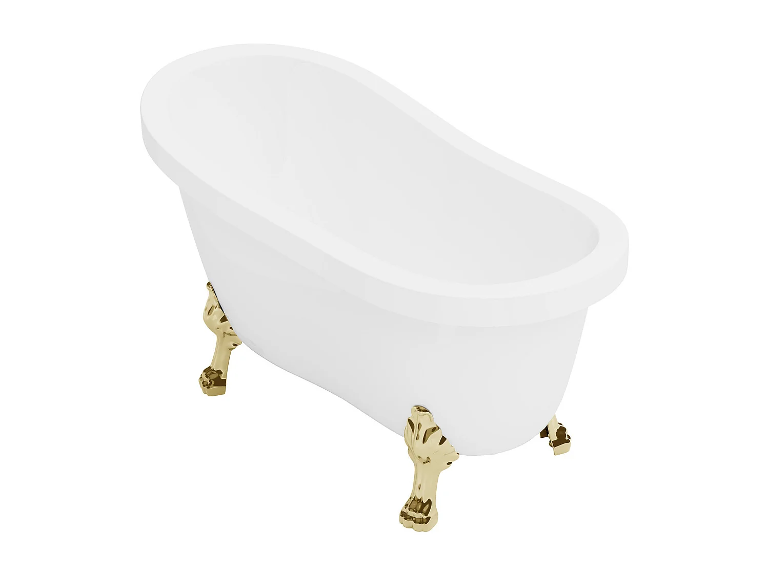 Freistehende Retro-Badewanne mit Löwenfüßen Gold 145 x 74 x 77 cm Weiß 200 L NISOS II