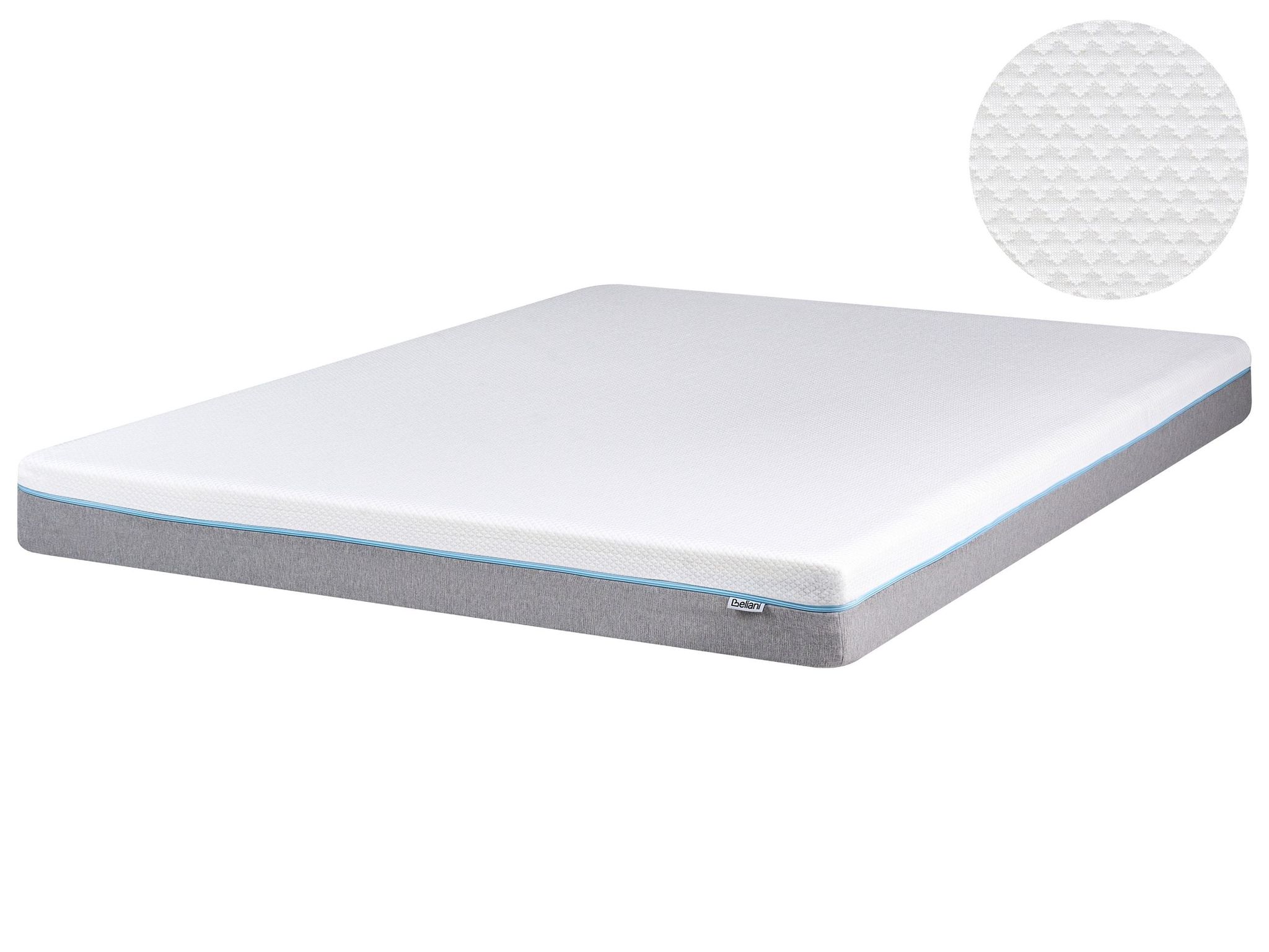 Beliani Eu Super King Size Mattress 6ft White Grey Foam Filling Polyester Cover Glee