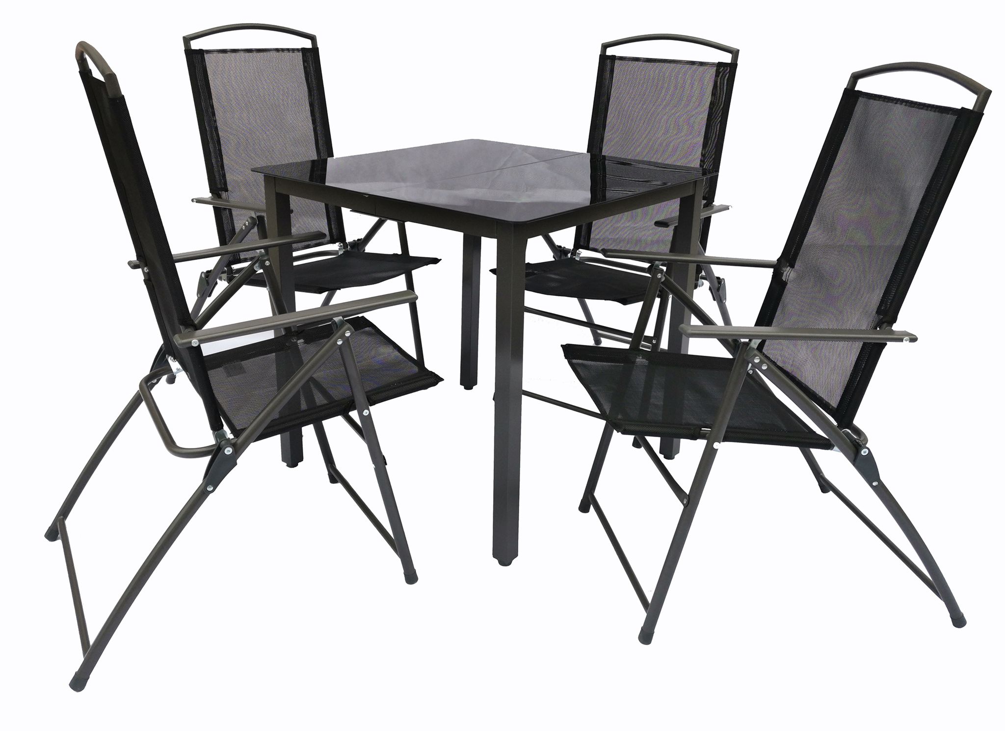 Ebuy24 Schwarz - 5-Tlg Sitzgruppe Gartenmöbel Set 80S