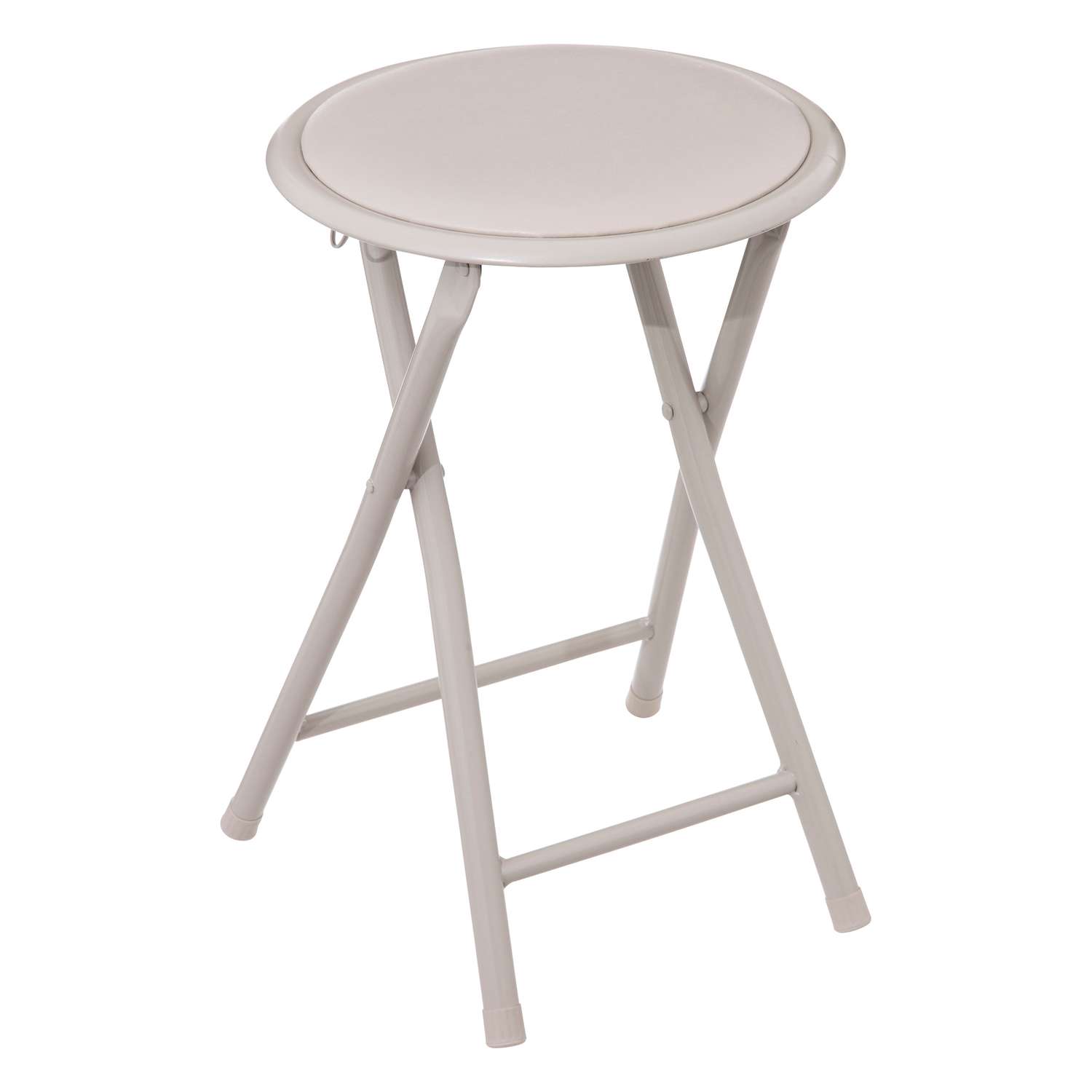 Tabouret D'Appoint Pliant En Métal – Hauteur 45 Cm – Diamètre 30 Cm – Poids Maximum 110 Kg – Rembourrage Mousse Pu – Revêtement Pvc – Five Simply Smart