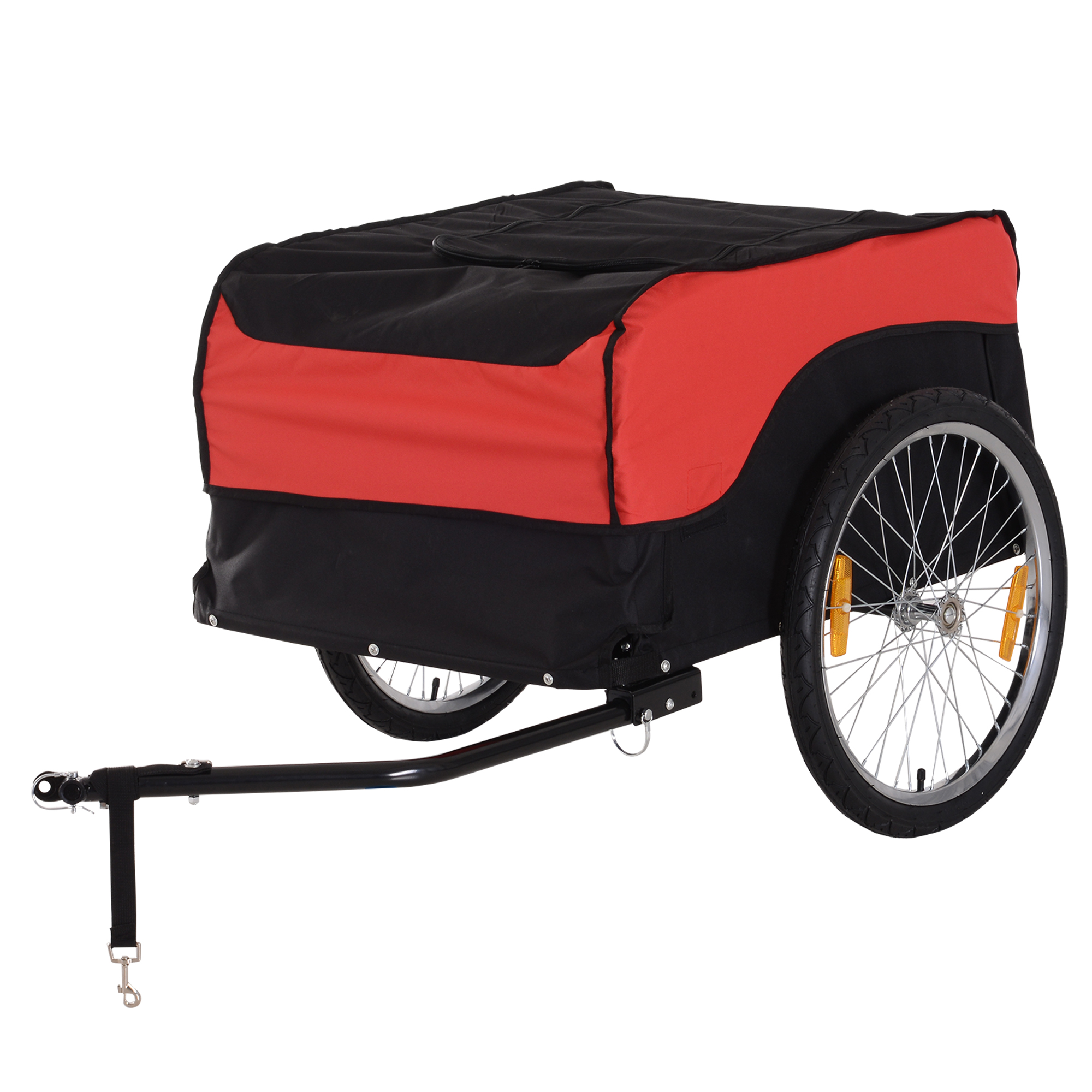 Homcom Transportanhänger Lastenanhänger Fahrrad Anhänge Lasten-fahrradanhänger Cargotrailer (rot-schwarz)