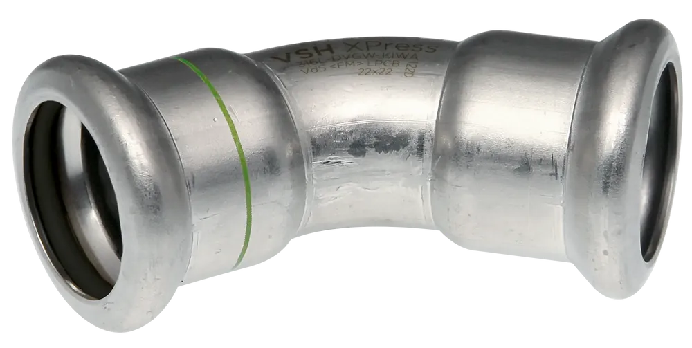 Vsh Grau Xpress Edelstahl Bogen 45° I/I 76,1 Typ R2713, 6230061