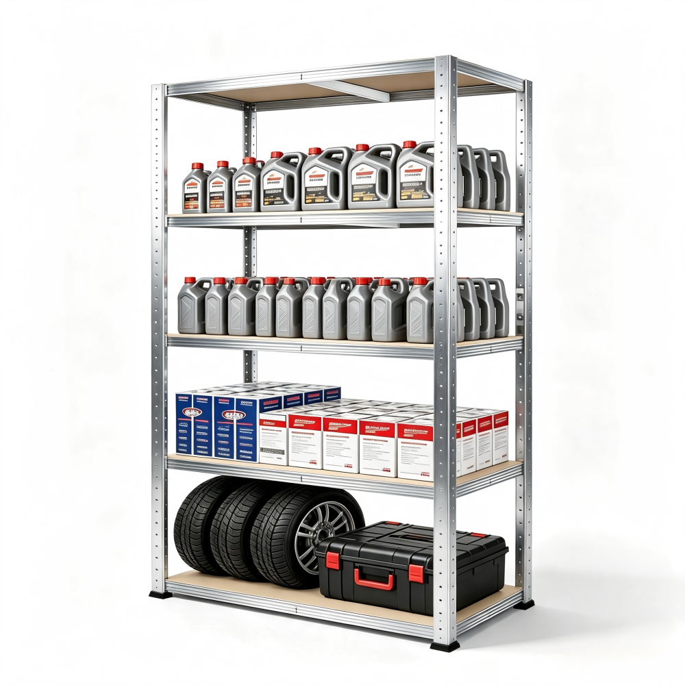 Étagère de garage en métal 180x90x40 cm, charge 800 kg, cadre anti-rouille, plateaux MDF