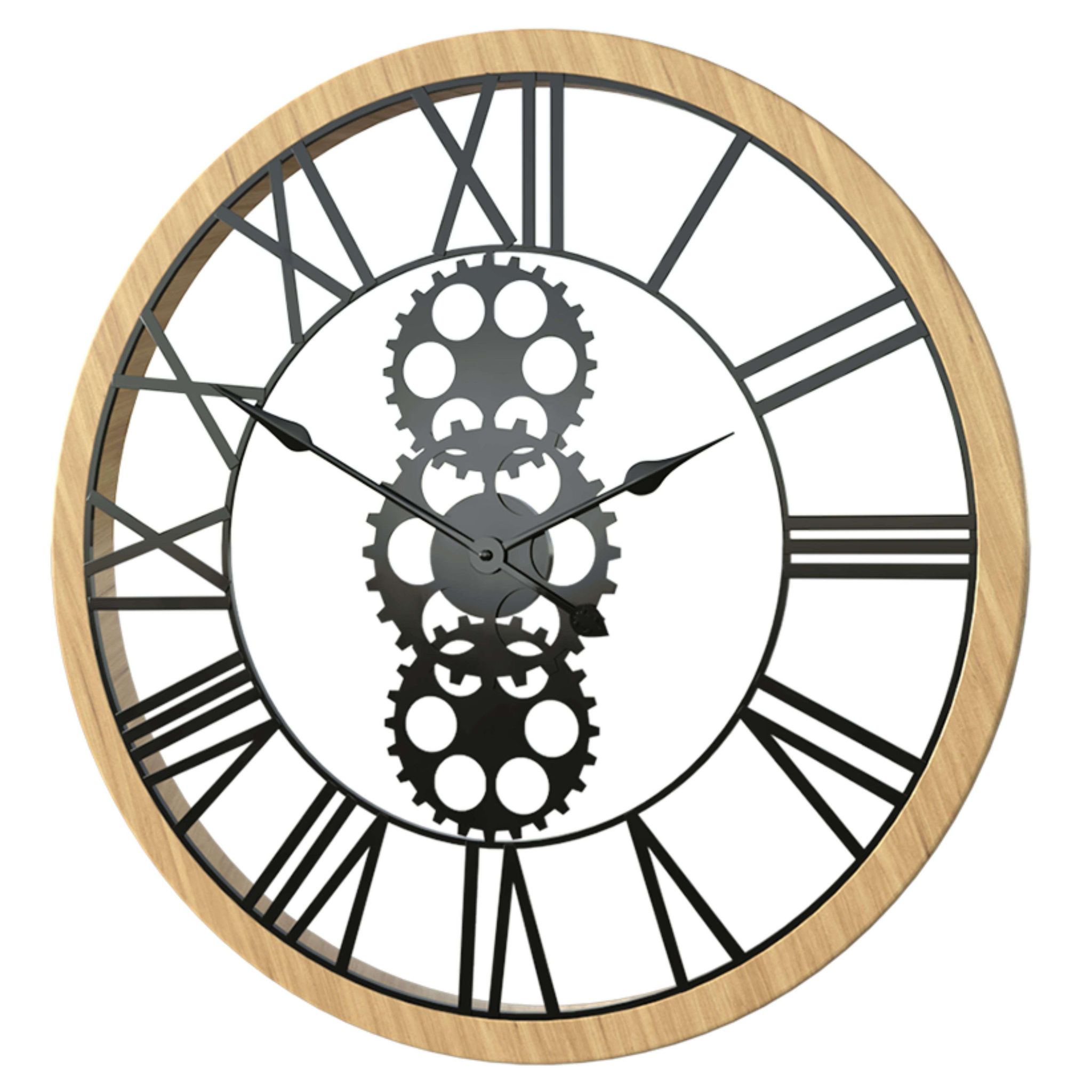 Reloj Mecánico Retro Atmosphera en Metal y Madera Ø70cm
