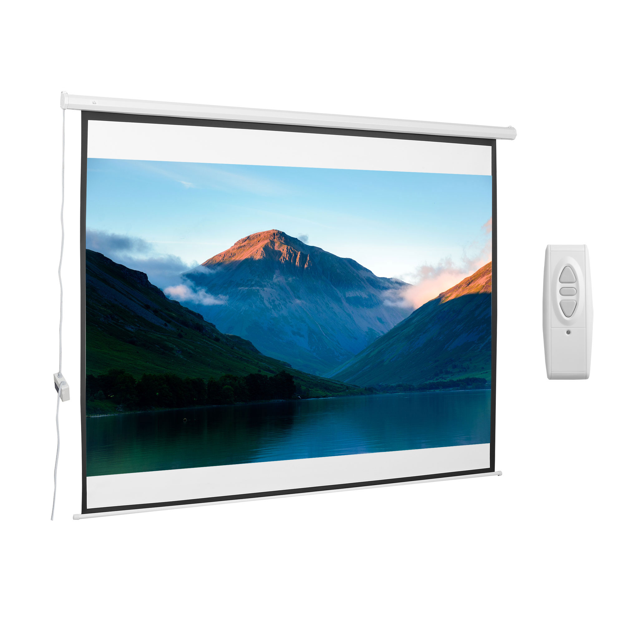 Schermo Per Proiettore 120 Pollici Formato 4:3 Regolabile Con Telecomando, Schermo Di Proiezione Motorizzato Compatto, Installazione A Parete O Soffitto, 244x183 Cm, Bianco
