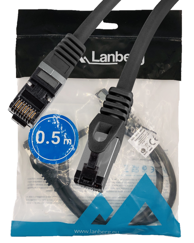 Oem Schwarz Lan-Internetkabel Rj45 Patchkabel Cat.8.1 Sftp 0,5 M