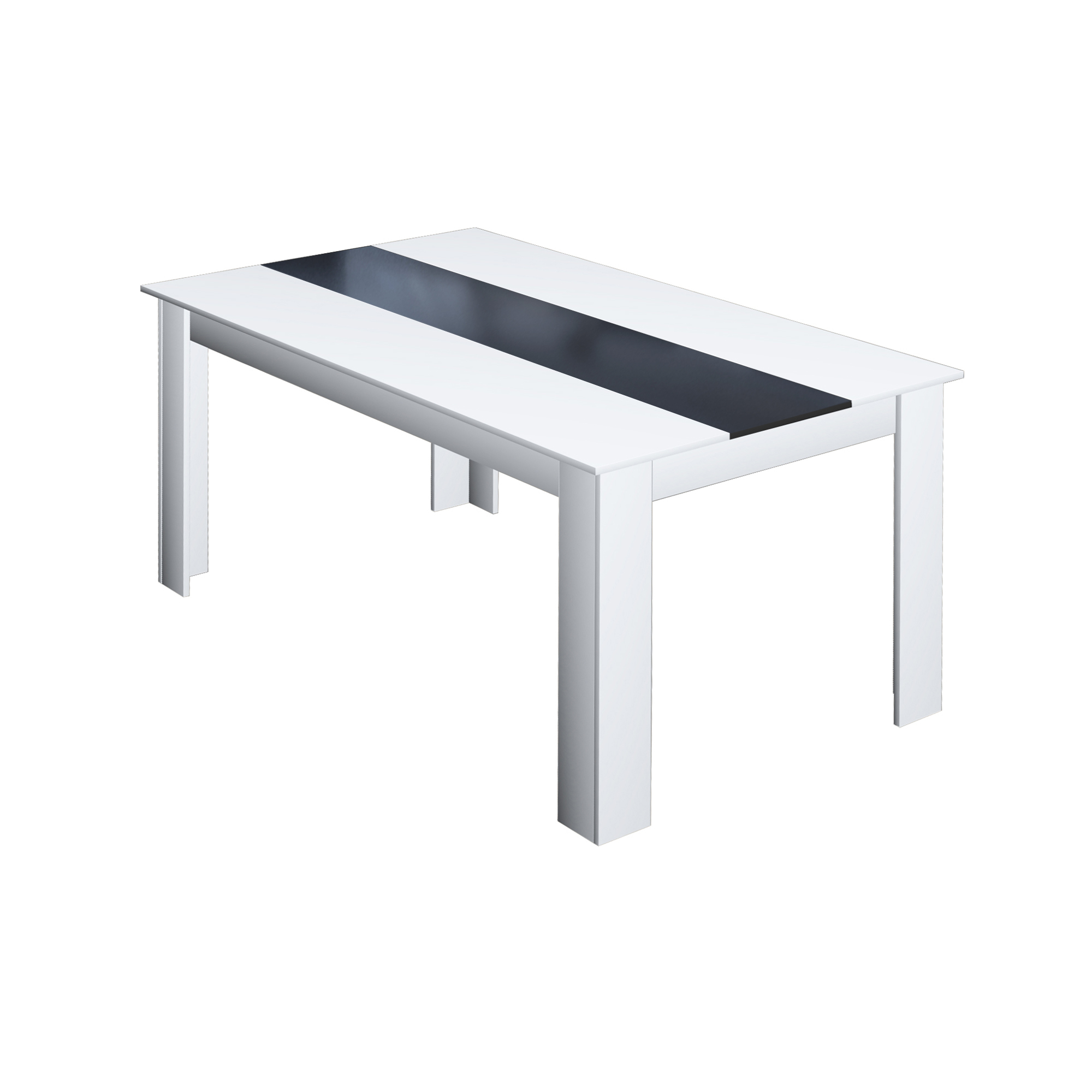 Hobag – Table De Salle À Manger 8 Personnes 160 Cm – Plateau Bicolore Blanc Et Noir – Dimensions 160 X 90 X 75 Cm – Pour Intérieur Contemporain