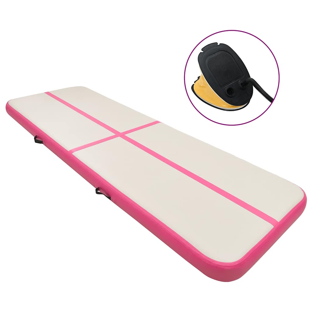 Vidaxl Rosa Inflatable Gymnastics Mat With Pump 400X100x15 Cm Pvc Pink