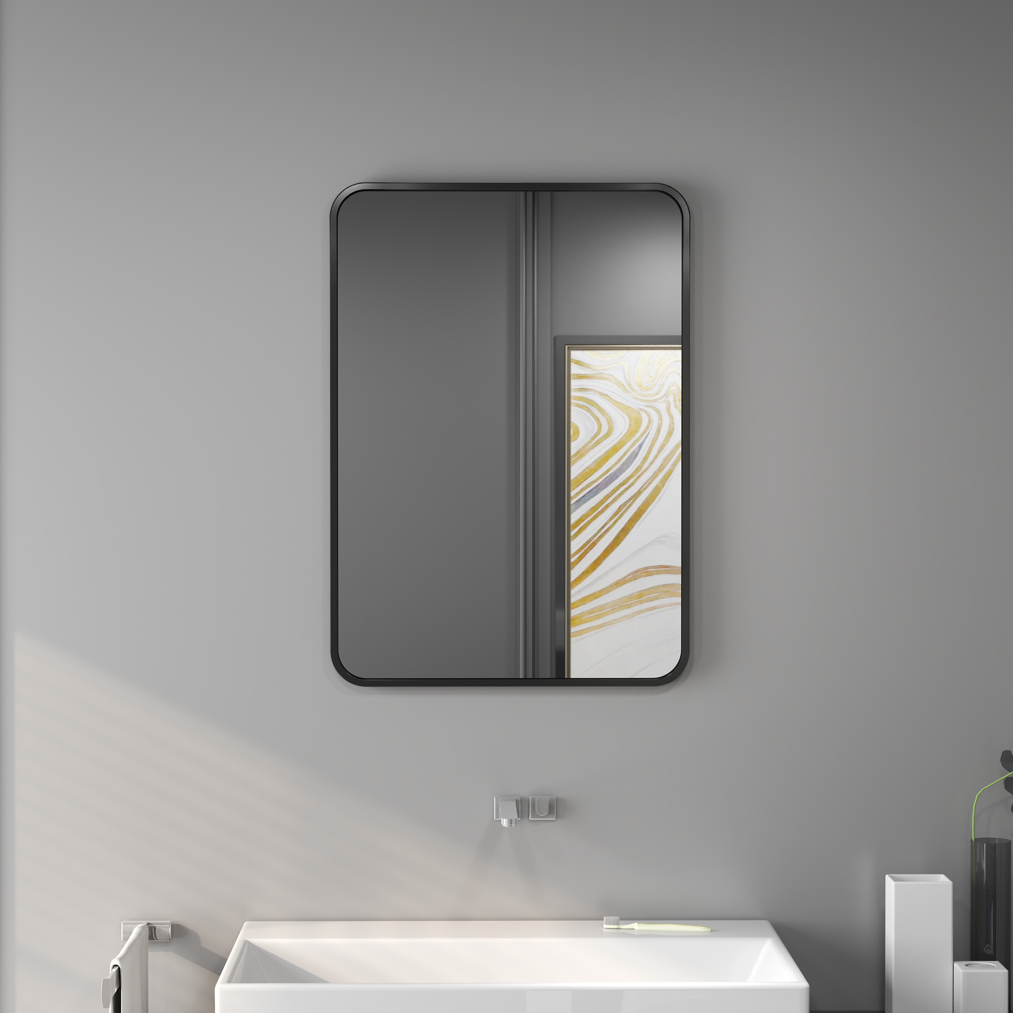 Miroir Rectangulaire Salle Bain Cadre Métallique Décoratif Chambre