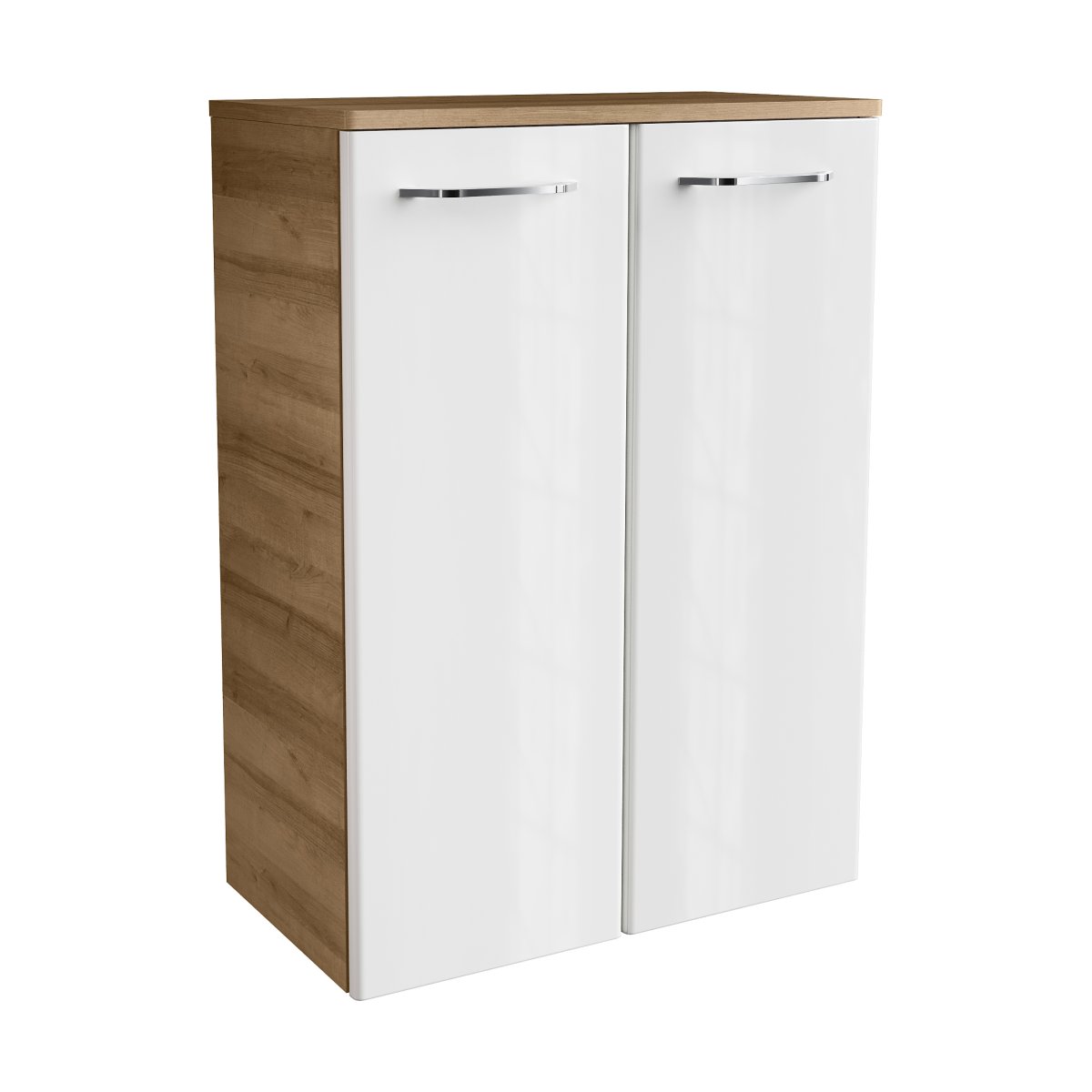 Fackelmann - Milano Doppel-midischrank - 60 Cm - Weiß Hochglanz -