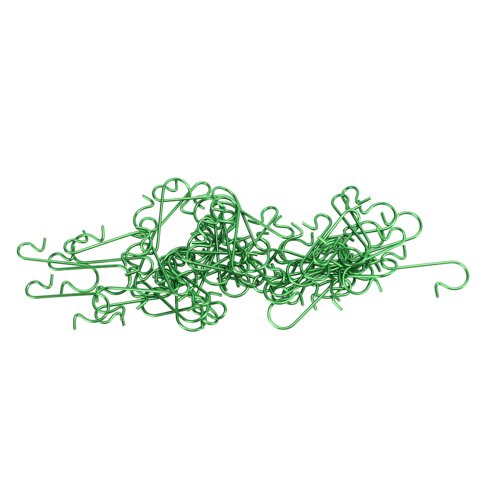 Crochet en S métal recouvert de plastique, vert, 3 x 1,3 cm, lot de 50
