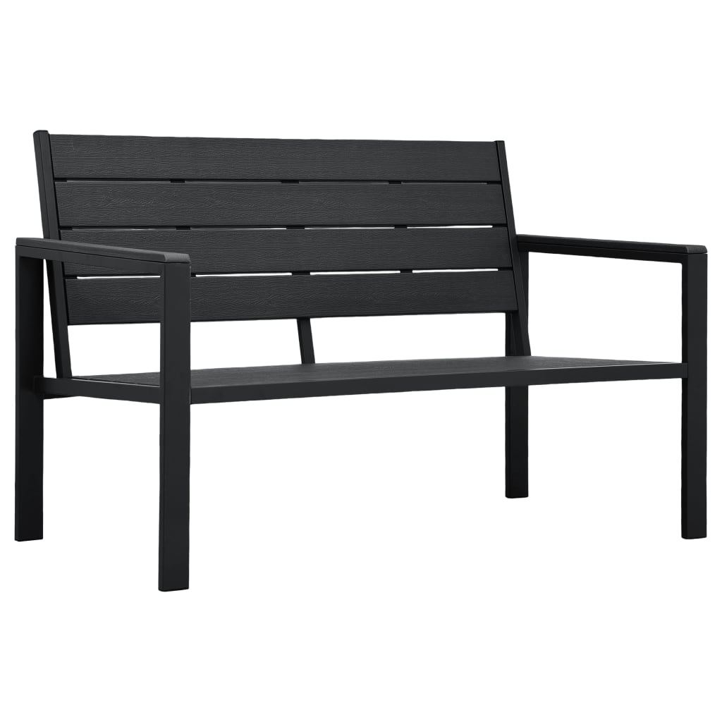vidaXL Banco de Jardín HDPE Negroo Aspecto Madera 120 cm