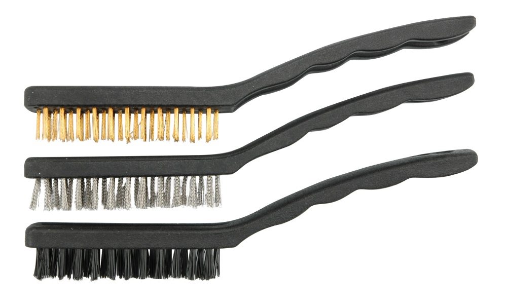 Vorel Schwarz Bürstensatz Bürsten: Messing-Stahl-Nylon 3-Tlg. +230Mm