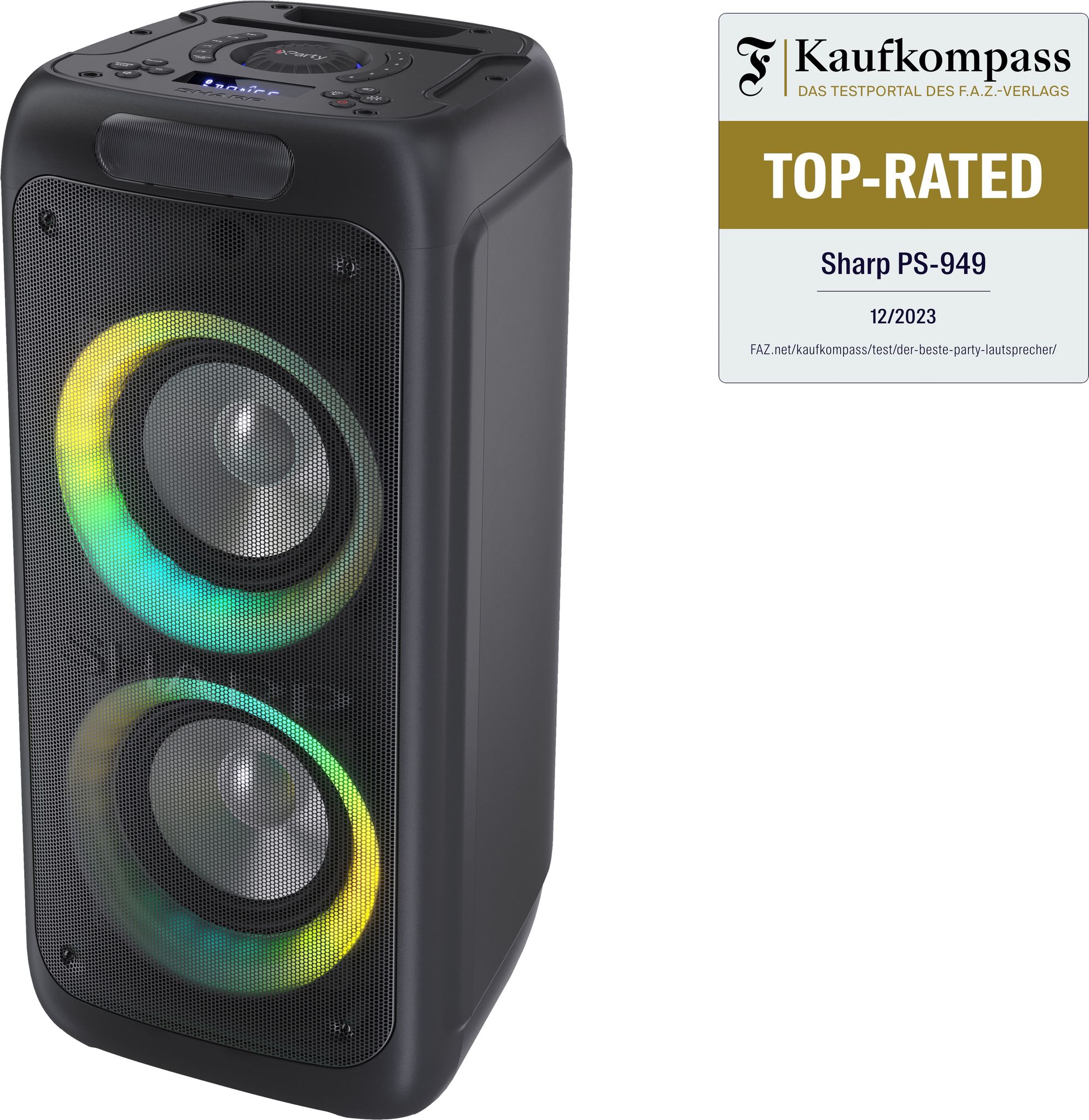 Sharp Schwarz Party-Lautsprecher Ps-949, Tragbar, Bluetooth, Usb, Mp3, 132 W - Bild 6