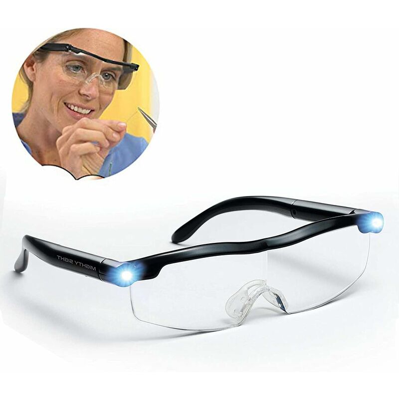 Lunettes loupe de lecture avec éclairage LED, grossissement 160 %, mains libres, lot de 2
