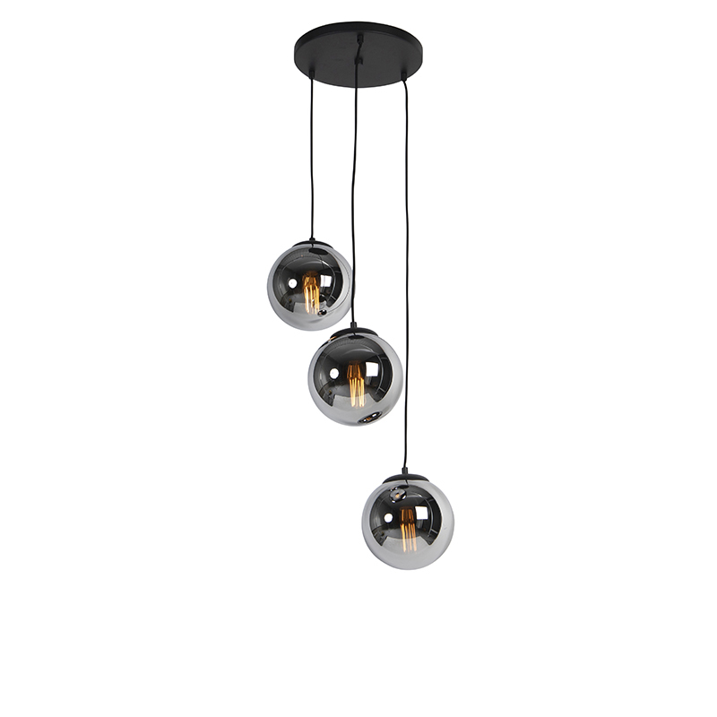 Pallon - Suspension - 3 Lumière - Ø 45 Cm - Argenté - Art Deco