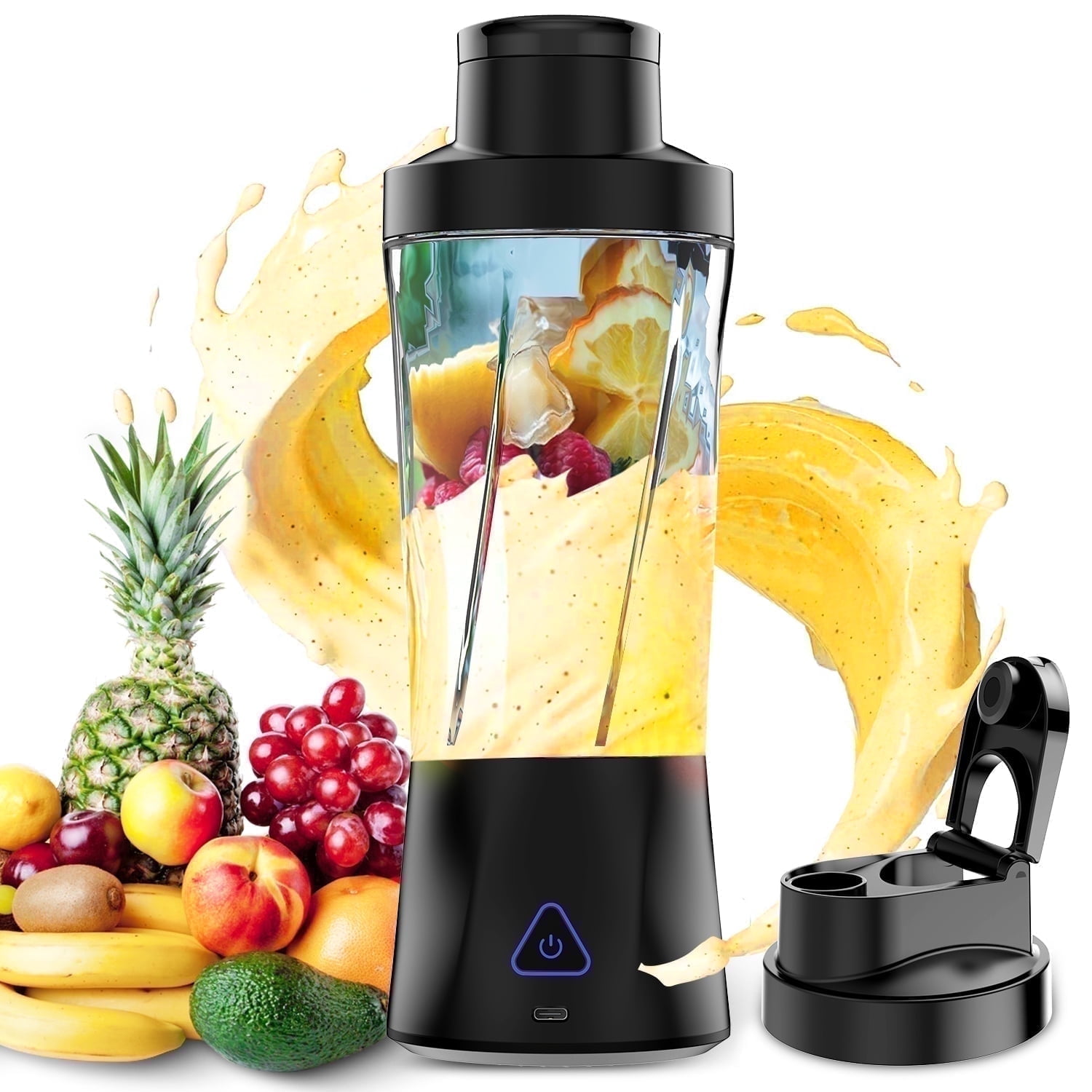 Frullatore, Spremiagrumi Da 6000 Mah, Ricarica Usb, Prepara Frullati E Creme, Bicchiere Per Spremitura Da 700 Ml, Frullatore Personale Autopulente Da 360 W, Per Casa/ufficio/viaggio