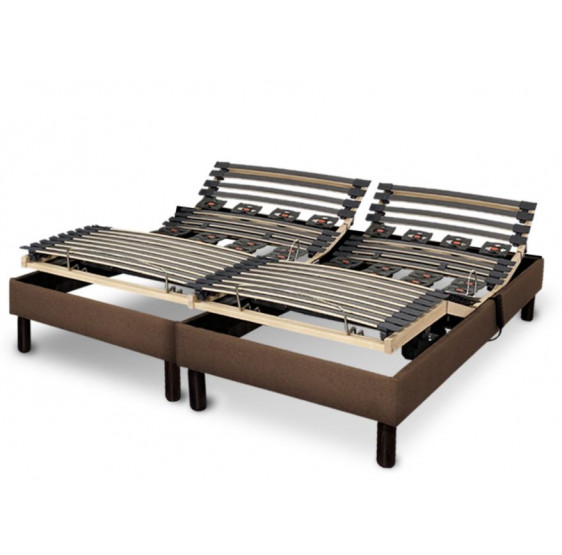 Sommier Électrique Emotion Marron 80x200 – Structure En Bois Massif
