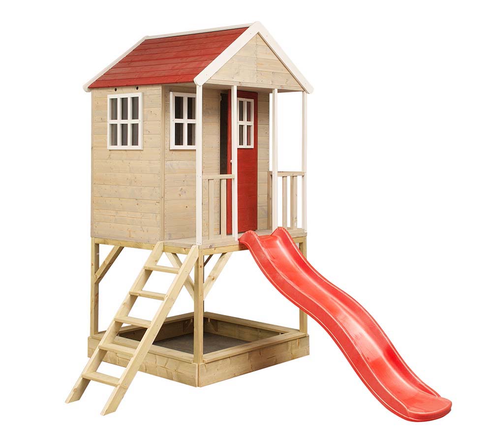 Wendi Toys - Kinderspielhaus, Stelzenhaus 'frosch' Mit Verande Und Rutsche, Holz