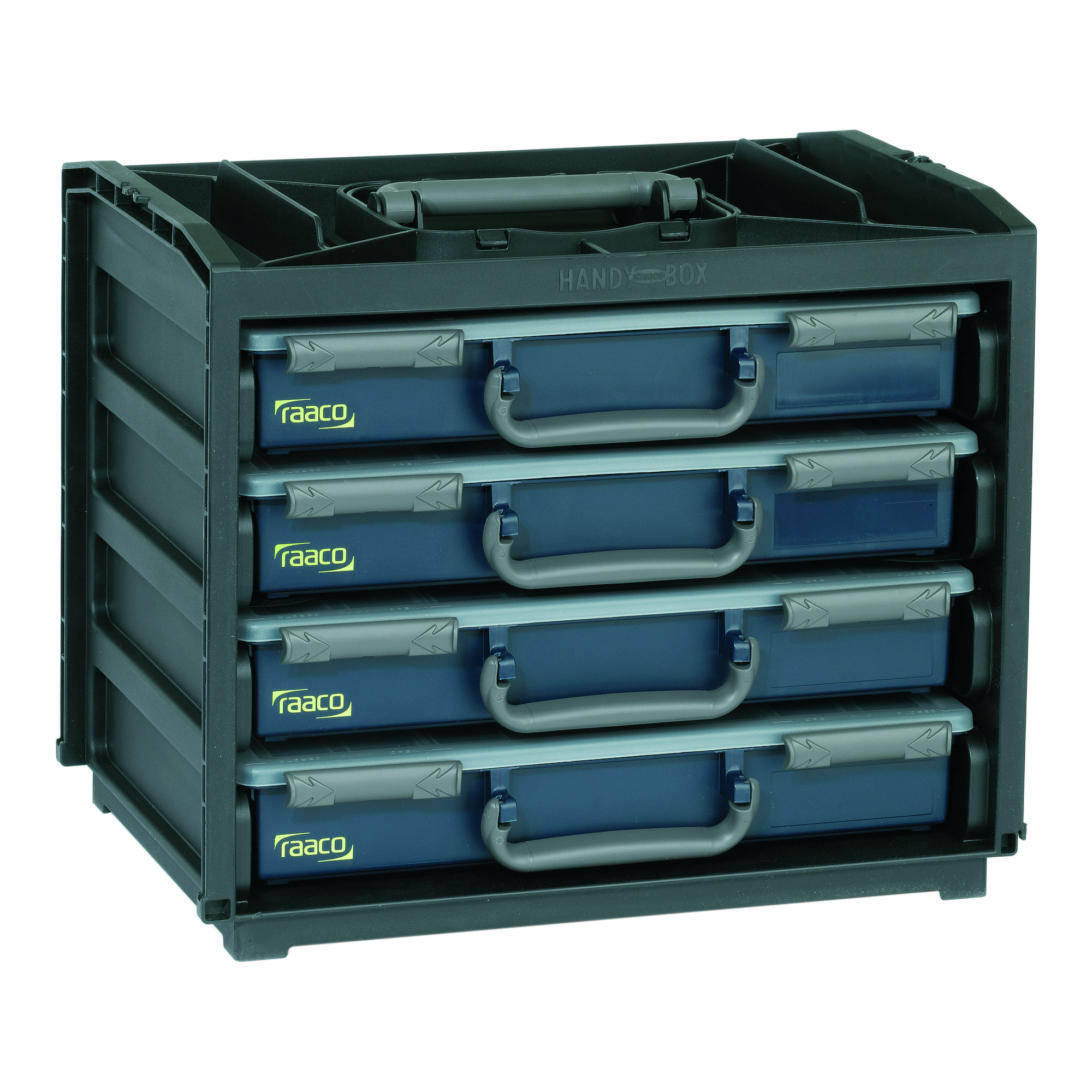 Raaco Blau Trageschrank Handybox Kunststoff Mit 4 Sortimentskoffern - Bild 4