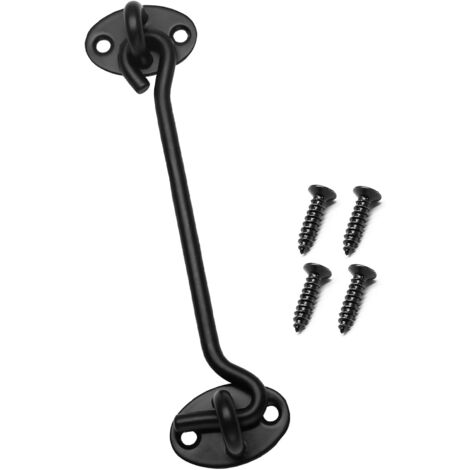 Crochet de porte et fenêtre en acier inoxydable noir, 6 pouces, 1 pièce