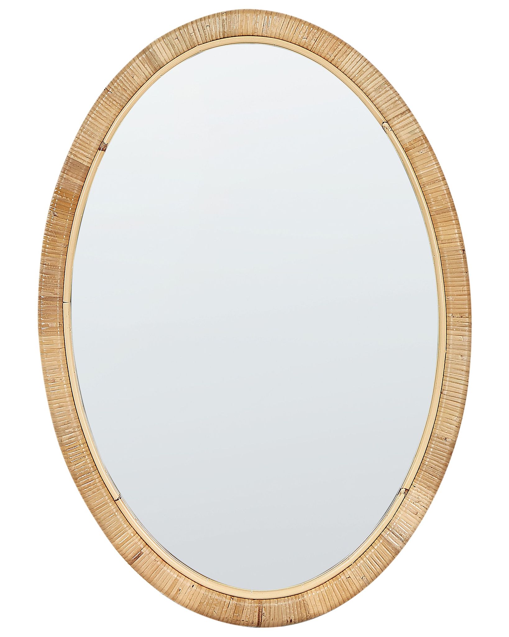 Beliani Wandspiegel Foissy 50 Cm 70 Cm Rattan Naturfarben
