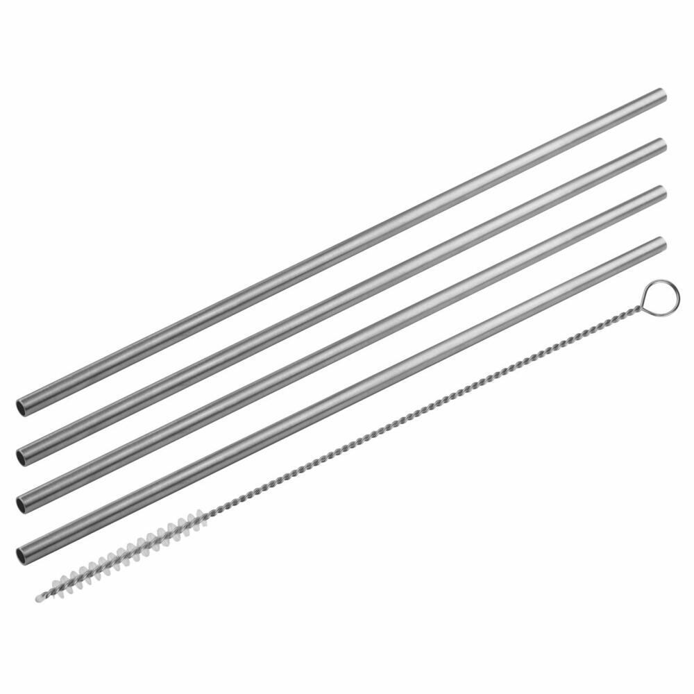 Fackelmann Set 4x Edelstahl Trinkhalm Ø5mm + Bürste, Strohhalme wiederverwendbar - Image 3