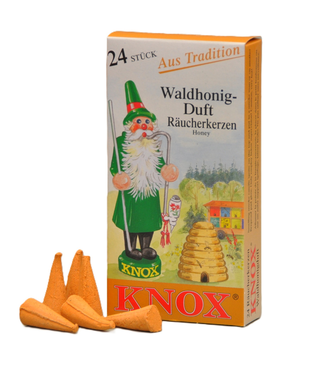 Knox , Räucherstäbchen, Räucherkerzen - Waldhonig 24 Stk., Kegel - Image 3