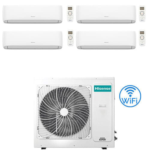Climatizzatore Condizionatore Hisense Hi Comfort Wifi R32 Quadri Split Inverter 9000 + 9000 + 12000 + 12000 Btu Con U.e. 5amw105u4rqc Classe A++/a+