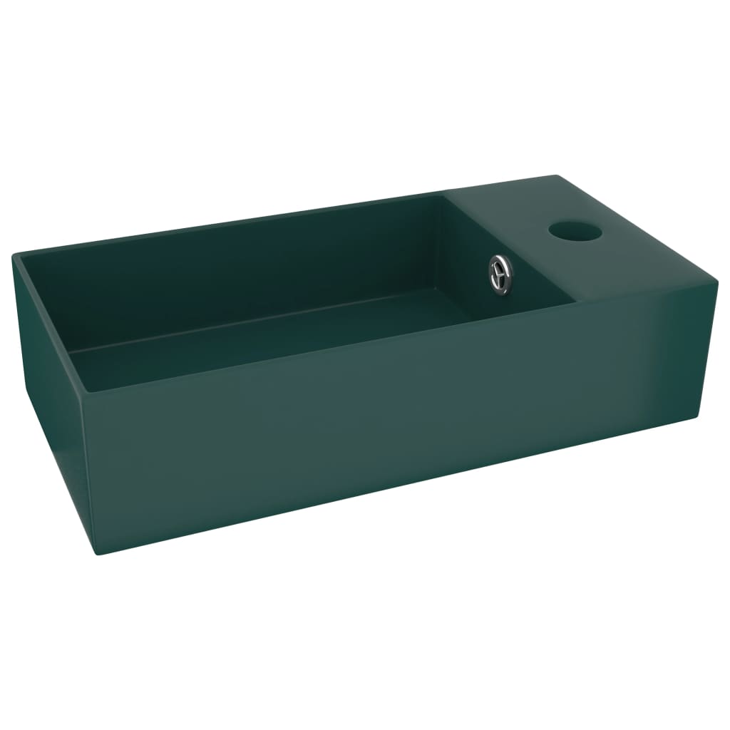 Bathroom Sink With Overflow Ceramic Dark Green Vidaxl