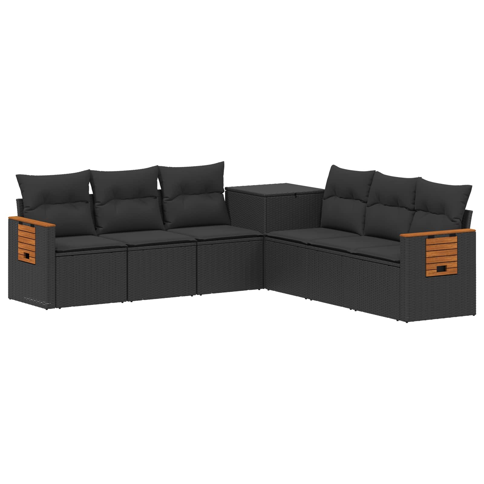 Vidaxl Schwarz Sofa Set 7 Stk. 123 X 62 X 69 Cm Polyrattan Und Stahl