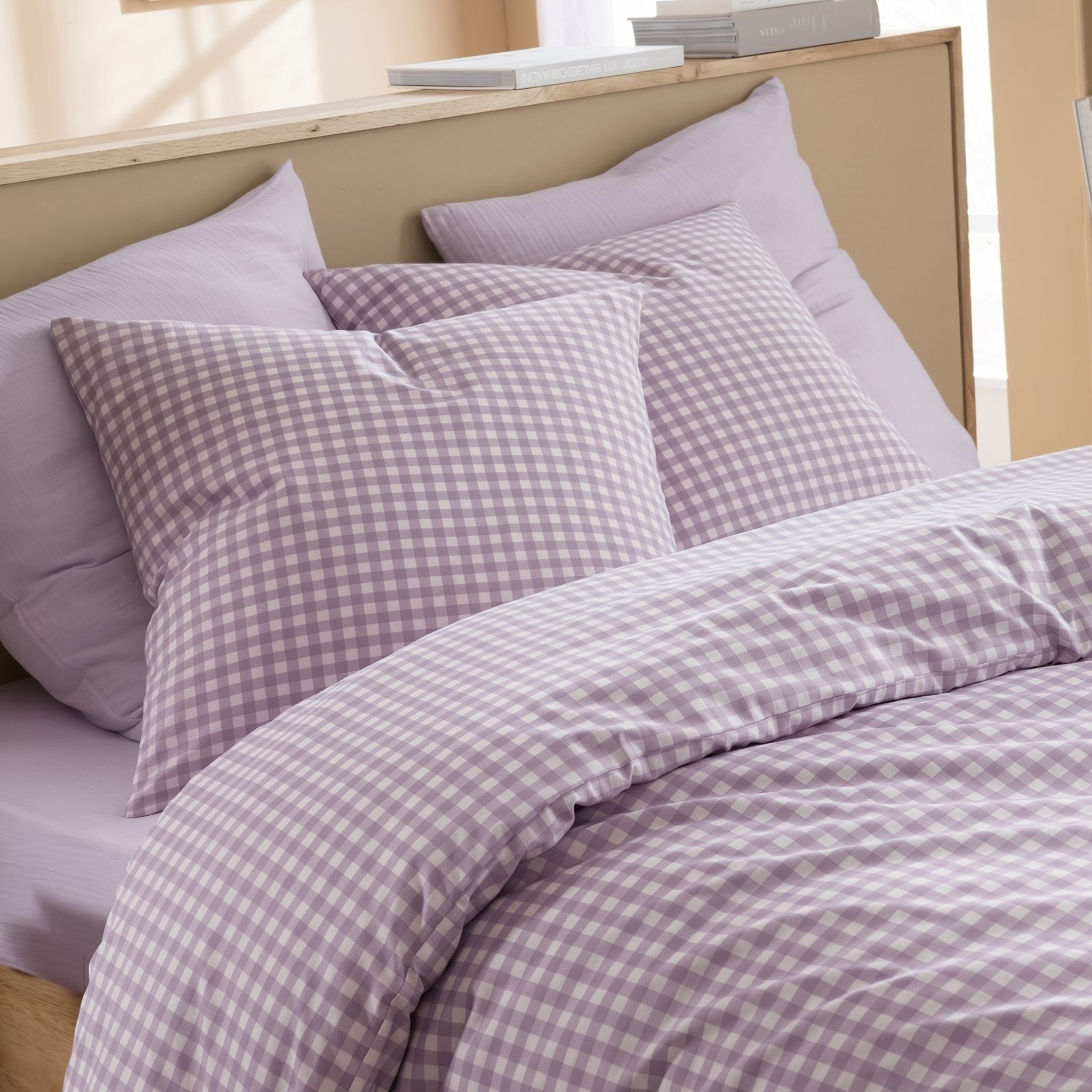 Parure De Lit Vichy 260x240 Lilas