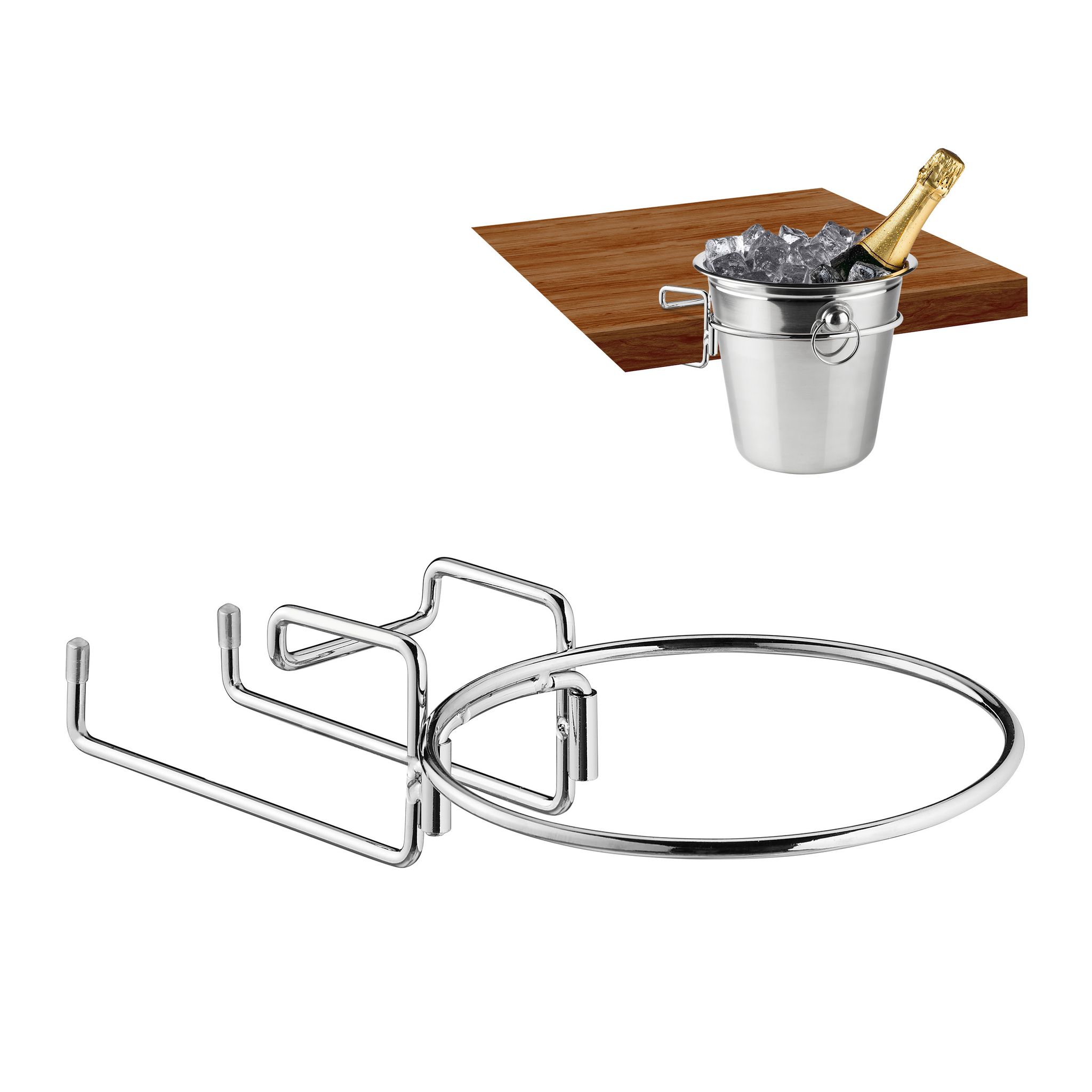 Relaxdays Champagnerkühler, Sekthalter, Kaltweinflaschenhalter für Tisch, 18 m Ø, platzsparend, für Cava, Eisen, Silber - Bild 2