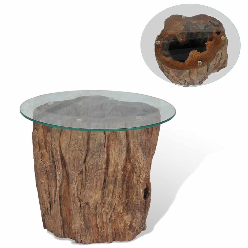 Coffee Table Teak Glass 50x40 Cm Vidaxl