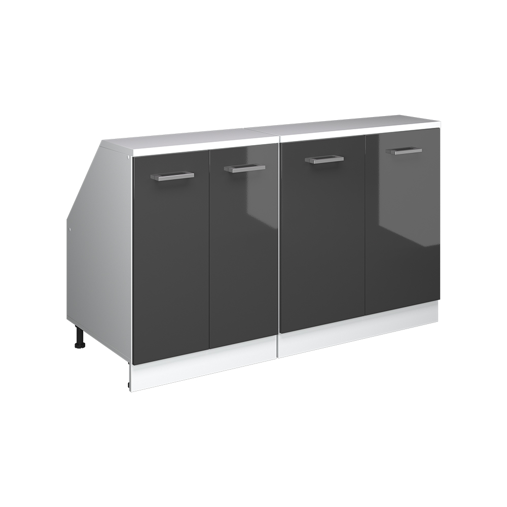 Küchenschrank Für Dachschrägen R-line, Anthrazit Hochglanz, 140 Cm 2er Set Schrankkorpuss 60 Cm Tiefe, Vicco