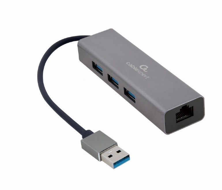 Gembird A-AMU3-LAN-01 USB-Grafikadapter (USB-A, 3 Ports), Dockingstation + USB Hub, Schwarz - Bild 4
