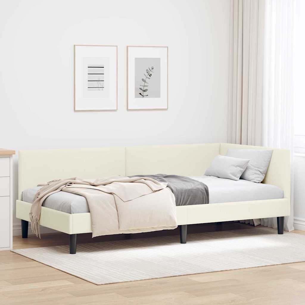 Cadre De Lit D'Angle Crème 90 Cm X 190 Cm Velours Vidaxl