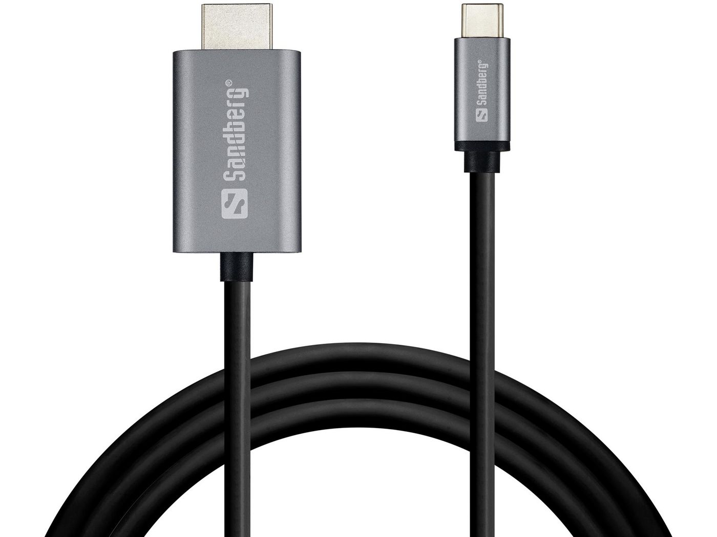 Sandberg Hdmi Video-Audio-Kabel - 2 M - Usb-C (M) Zu Hdmi (M) - 4K Unterstützung - Grau - Bild 4