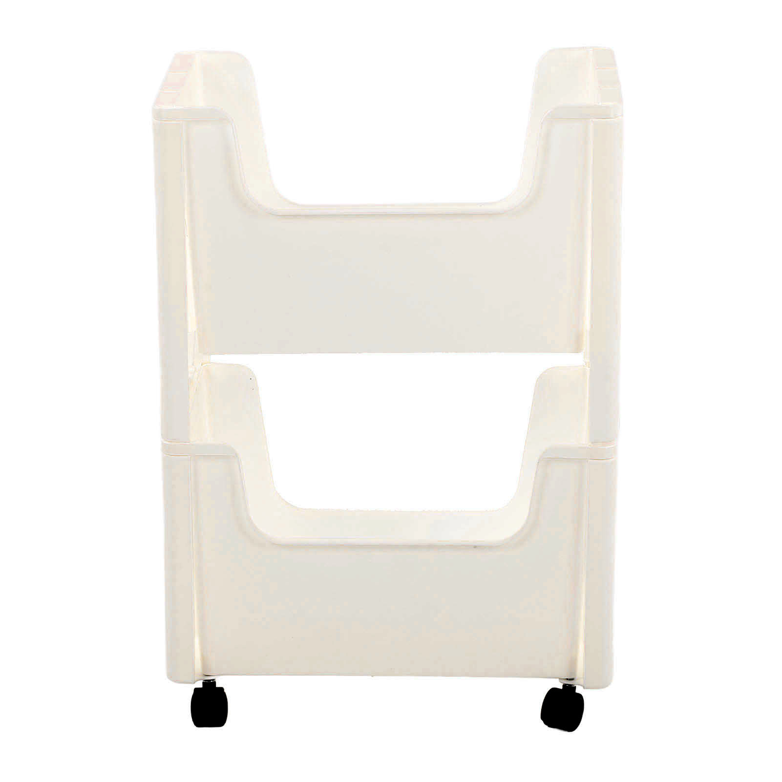Chariot de rangement mobile 2 niveaux en plastique, roulettes verrouillables à 360°, panier surélevé