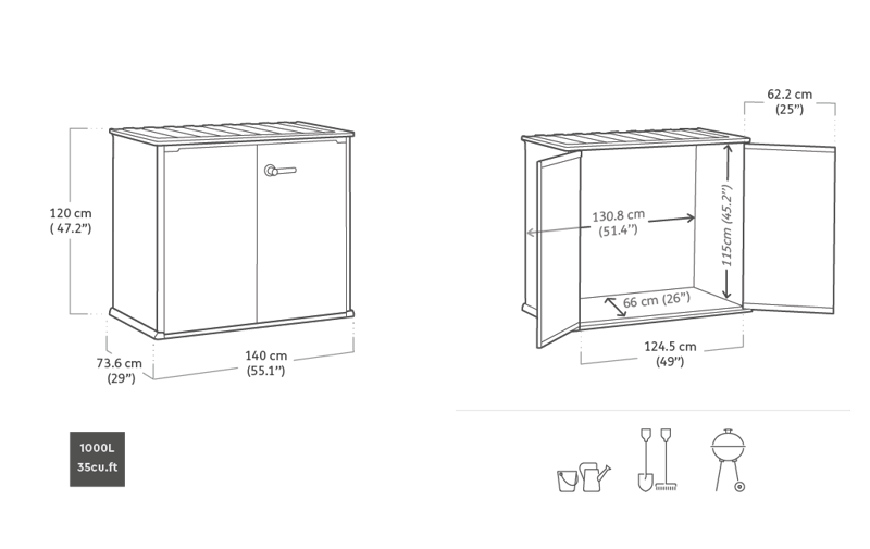 KETER Gartenschrank PATIO 2 drehtür(en) pvc und kunststoff grau