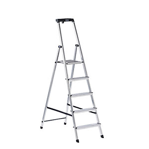 KRAUSE Stehleiter "Solidy" Aluminium, 1x5 Stufen, Arbeitshöhe ca. 305 cm