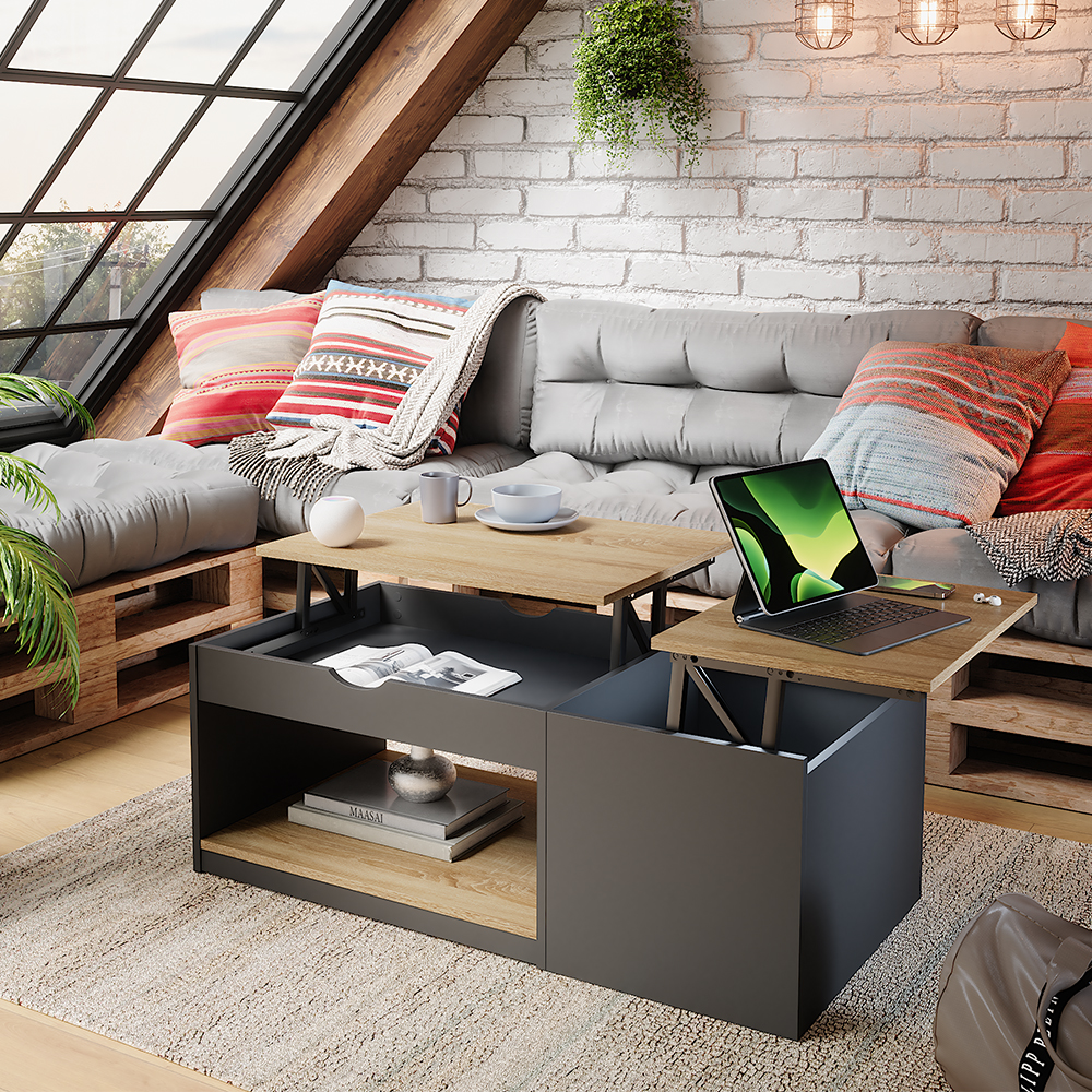 Table Basse Avela, Noir, 110x54cm, Vicco