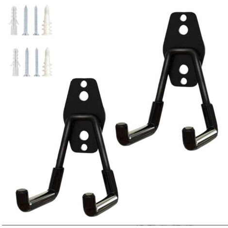 Crochets muraux en U en acier avec revêtement PVC antidérapant, noir, lot de 2